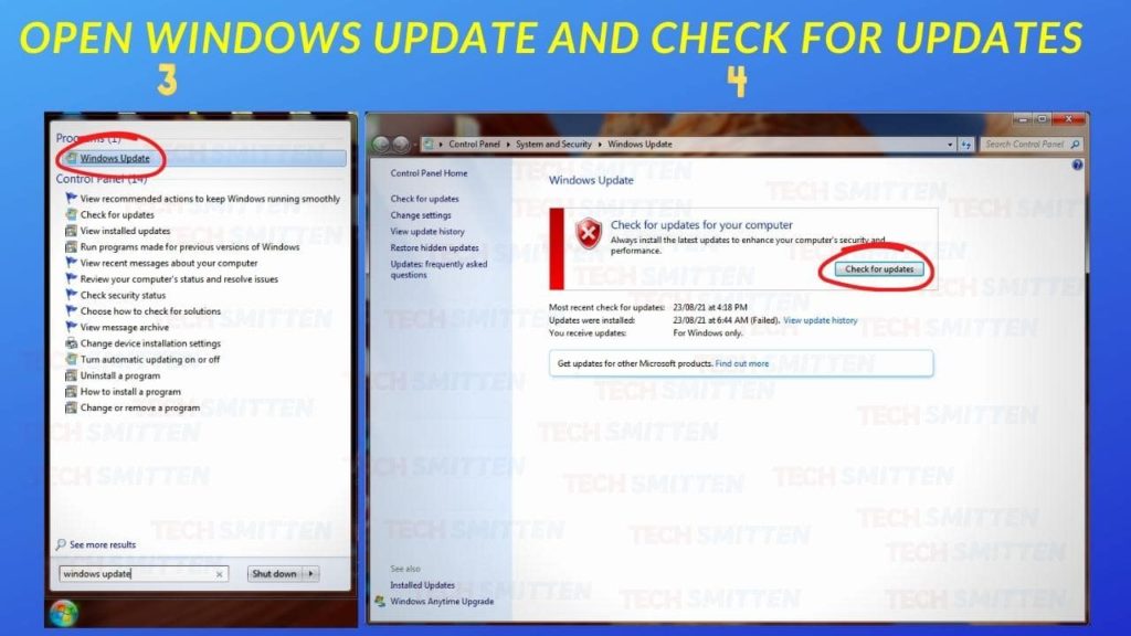 Check for Windows Updates Windows 7