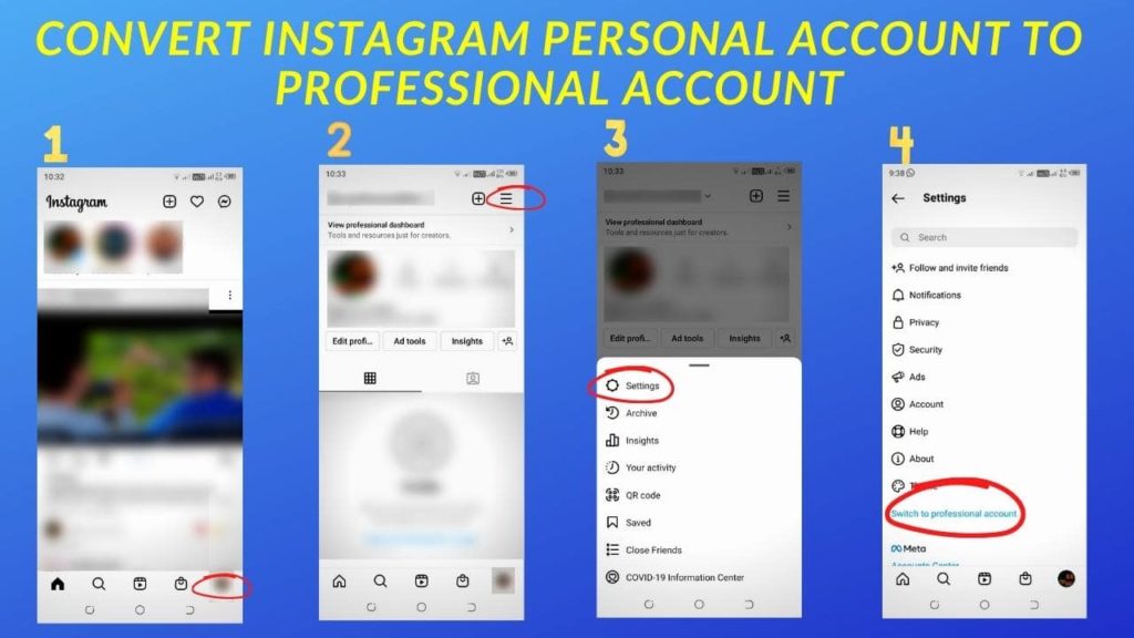 Steps to convert Instagram Personal account to a Professional account